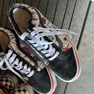 Vans Black and White Graphic Sneakers